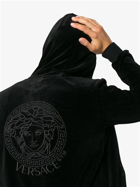 versace velour medusa hoodie|Versace Medusa logo sweatshirt.